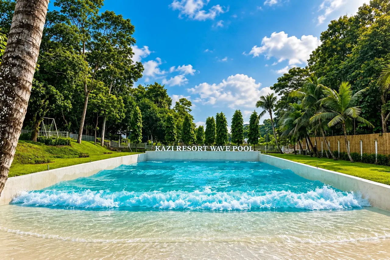 Wave pool surrounded by trees at Kazi Resort