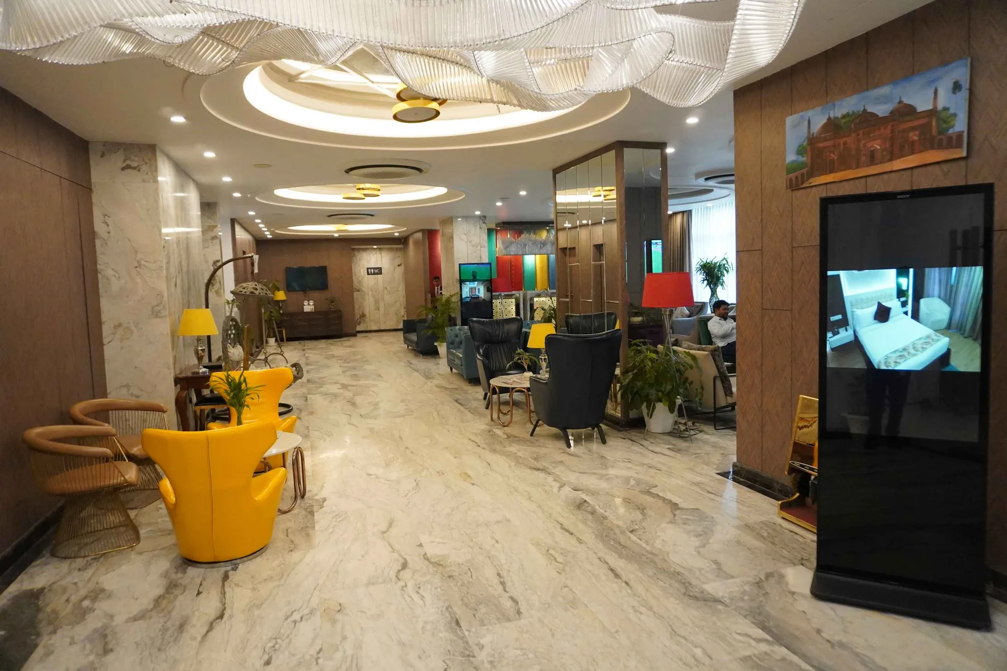 Marble lobby at Grand River View Hotel Rajshahi