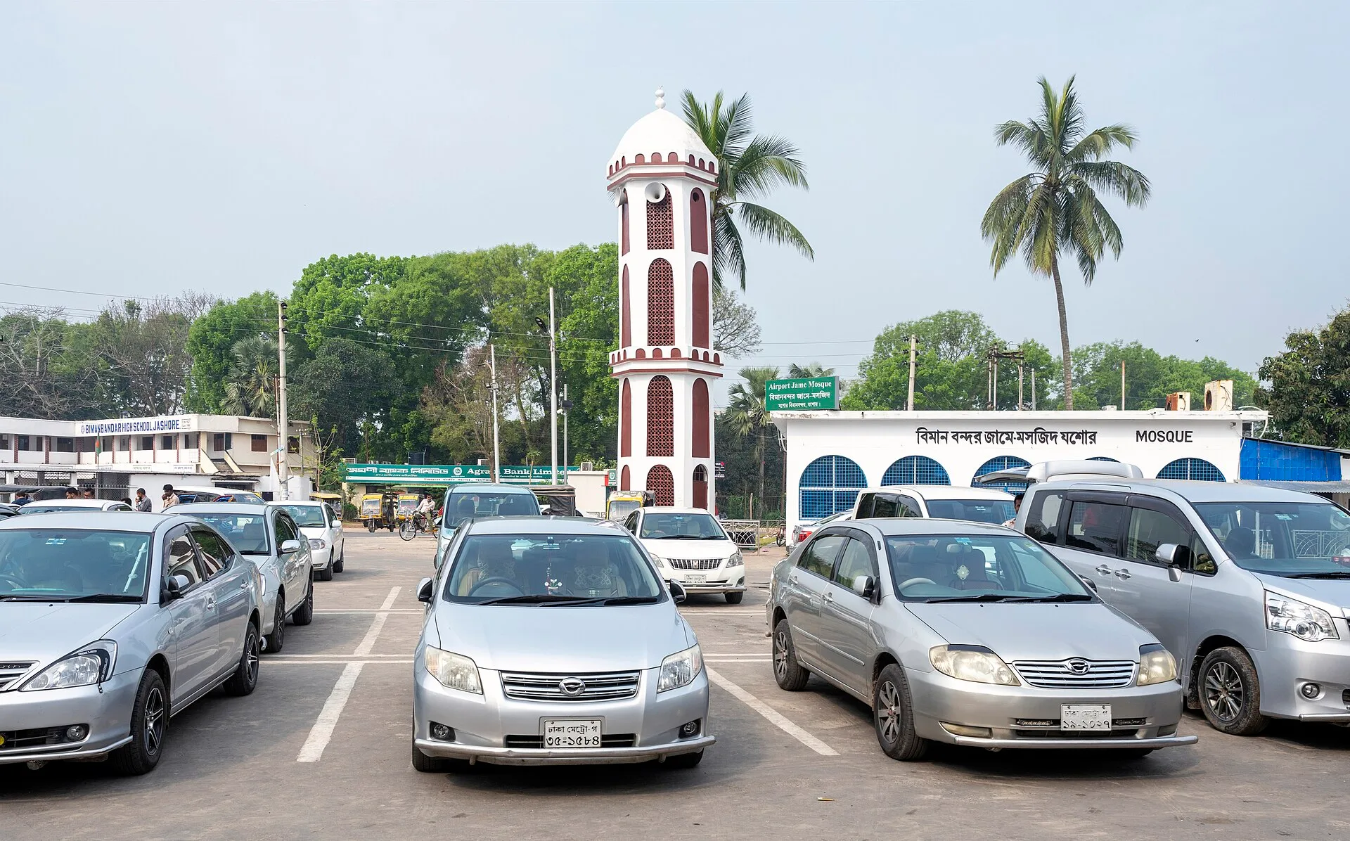 Airport Jame Mosque in Jashore, Bangladesh. The mosque is located near the airport entrance/exit.