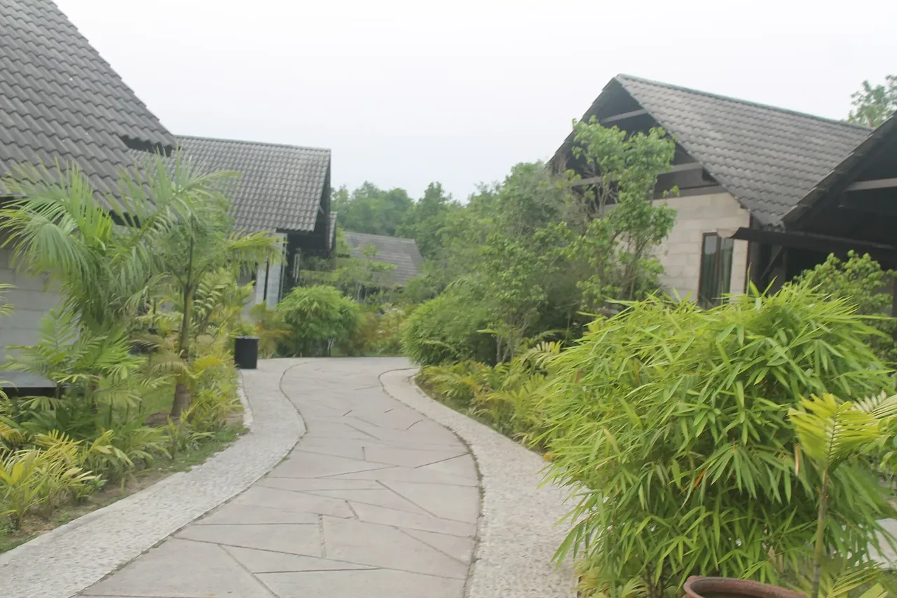 Paved path between villas at Bhawal Resort & Spa