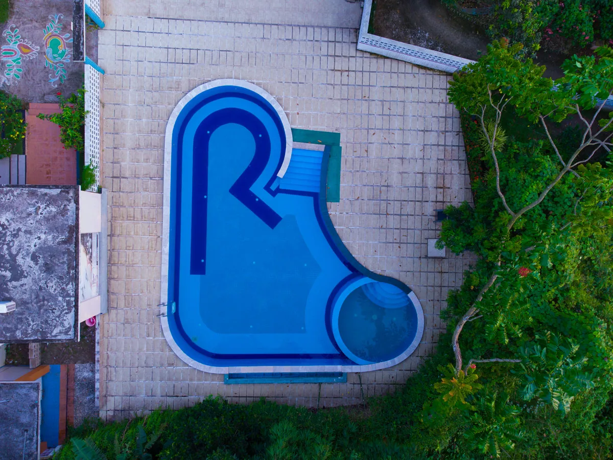 Swimming pool seen from above at RASS Resort
