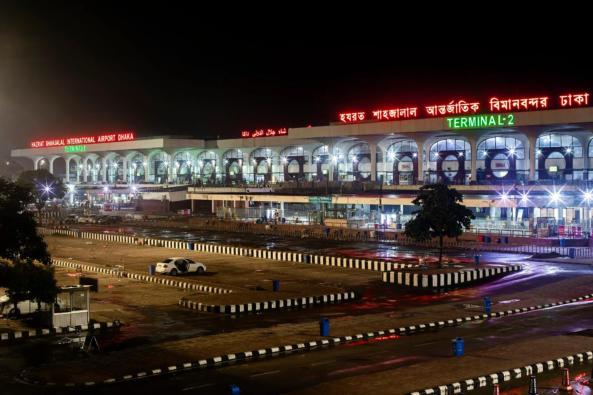Night view of Terminal of Hazrat Shahjalal International Airport