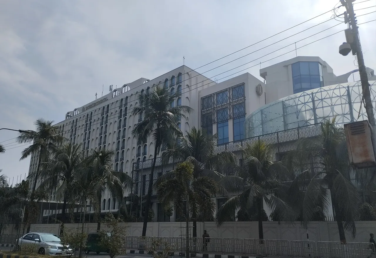 InterContinental Dhaka facade behind palm trees on Minto Road