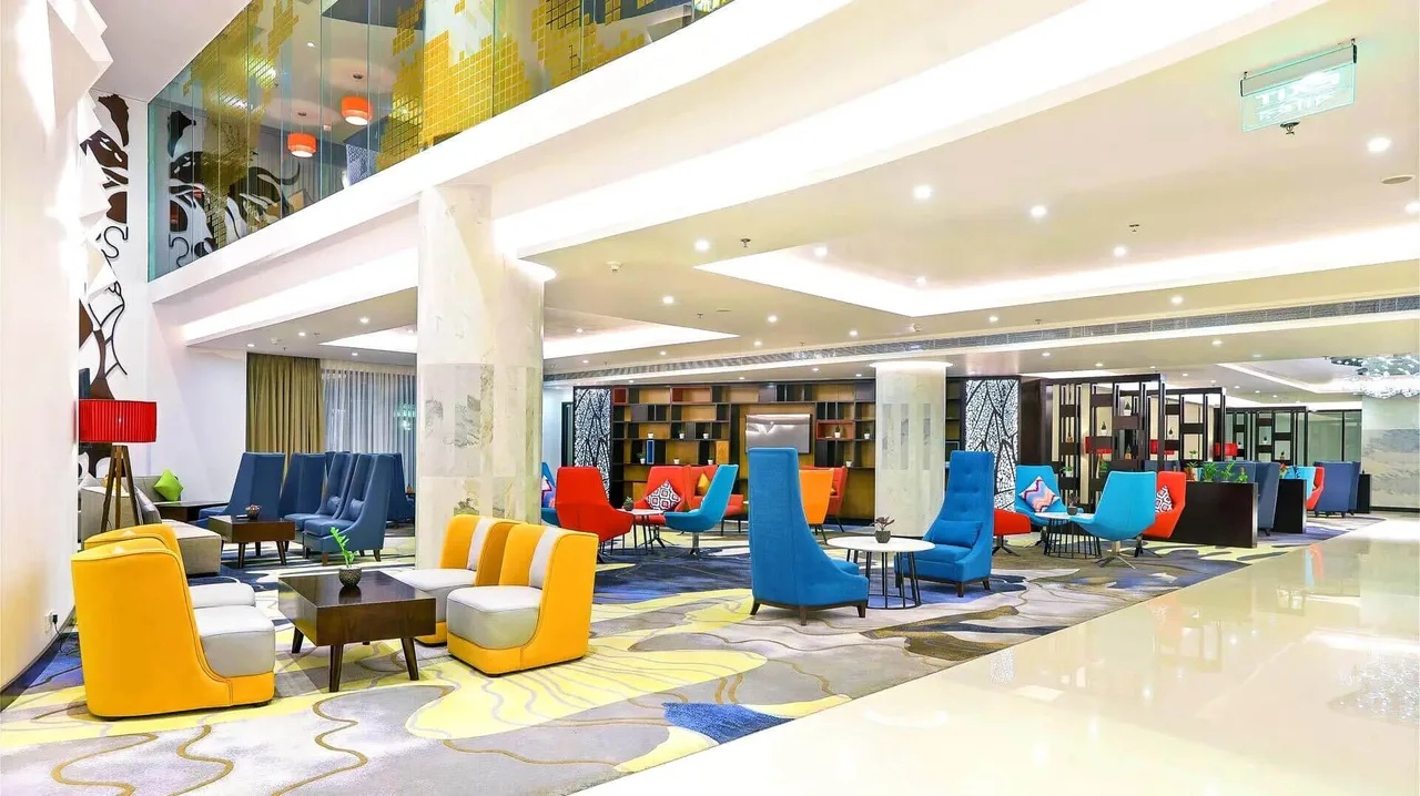 Lobby lounge with colourful seating