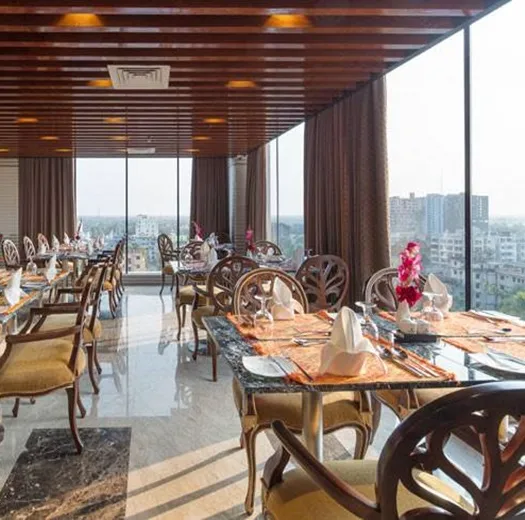 Nirala sky restaurant with floor-to-ceiling windows
