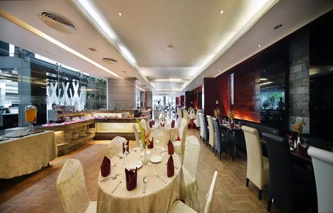 Edge Restaurant with buffet counters and set tables