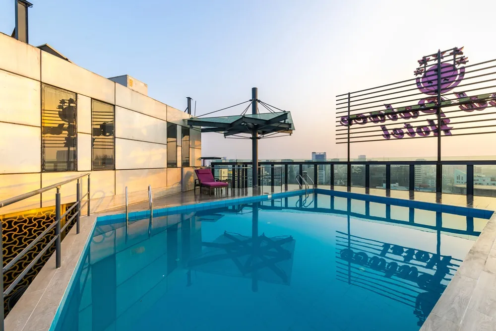 Rooftop swimming pool and deck at Grand Palace Hotel & Resort Dhaka