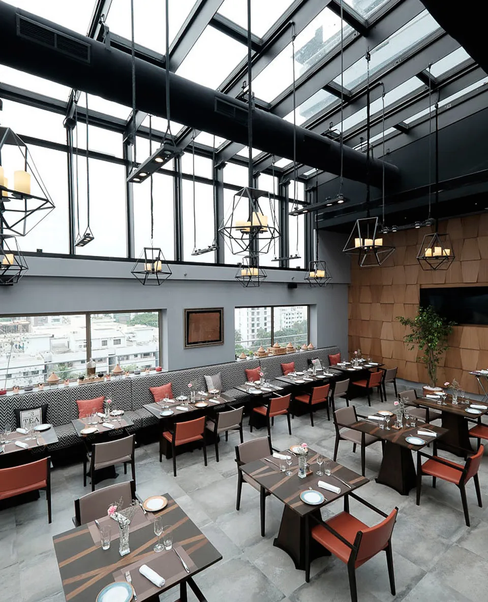Top of the Way glass restaurant with city views at THE WAY Dhaka